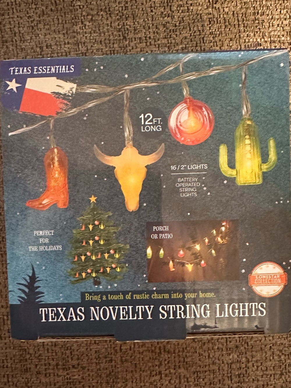 Essentials Texas Novelty String Lights - Red, Orange, Yellow, Green